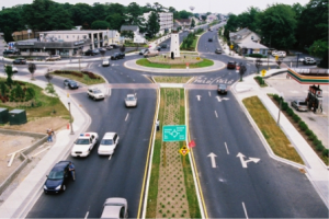 Photo of the Rehoboth Beach roundabout and surrounding streetscape